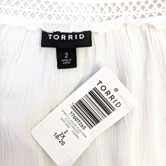NWT Torrid | Sleeveless Gauze Flyaway Tank Cloud Dancer White | Size 2X (18-20) - Picture 4 of 12